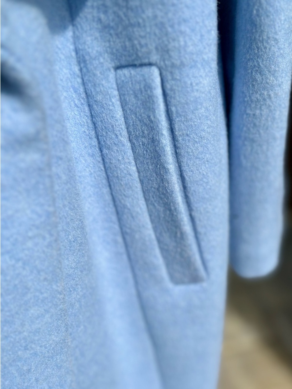 Cole Haan Women’s Pale Blue Wool Blend Lined Draped Shawl Collar Coat - Picture 3 of 16